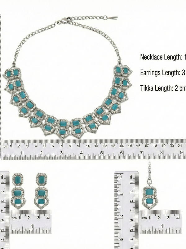 Mint Glass stone Necklace set for Women
