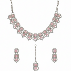 Pink Glass stone Necklace set for Women