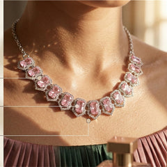 Pink Glass stone Necklace set for Women