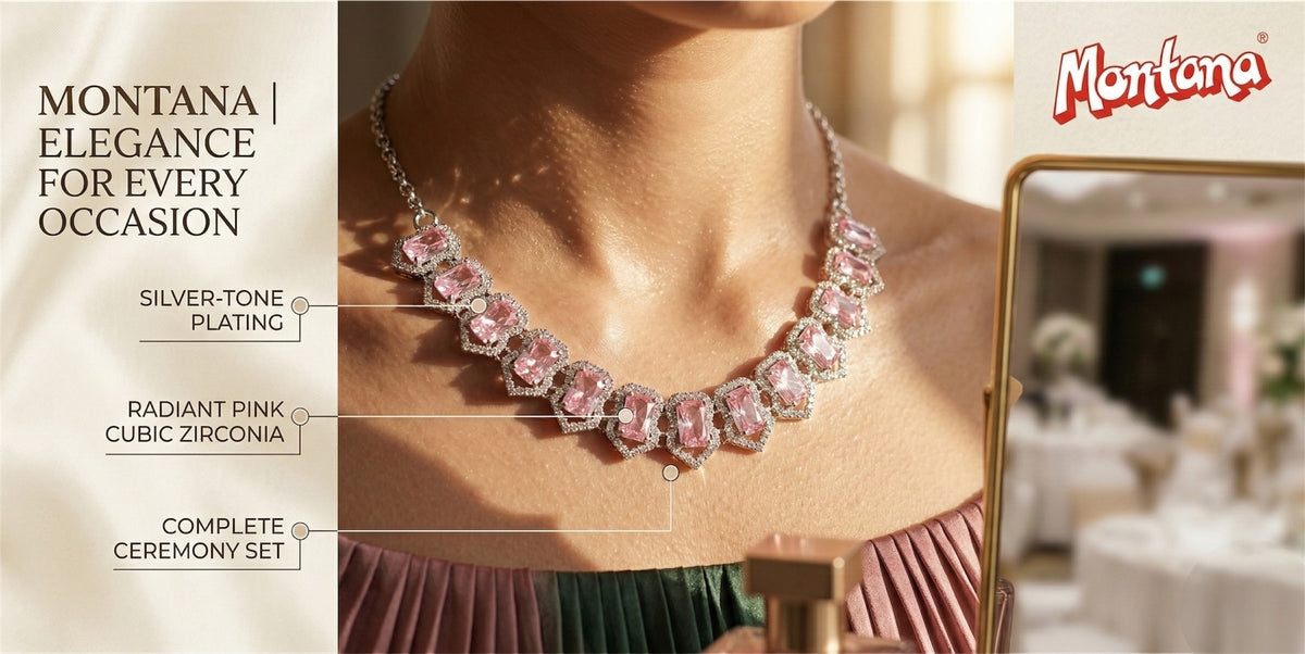 Pink Glass stone Necklace set for Women
