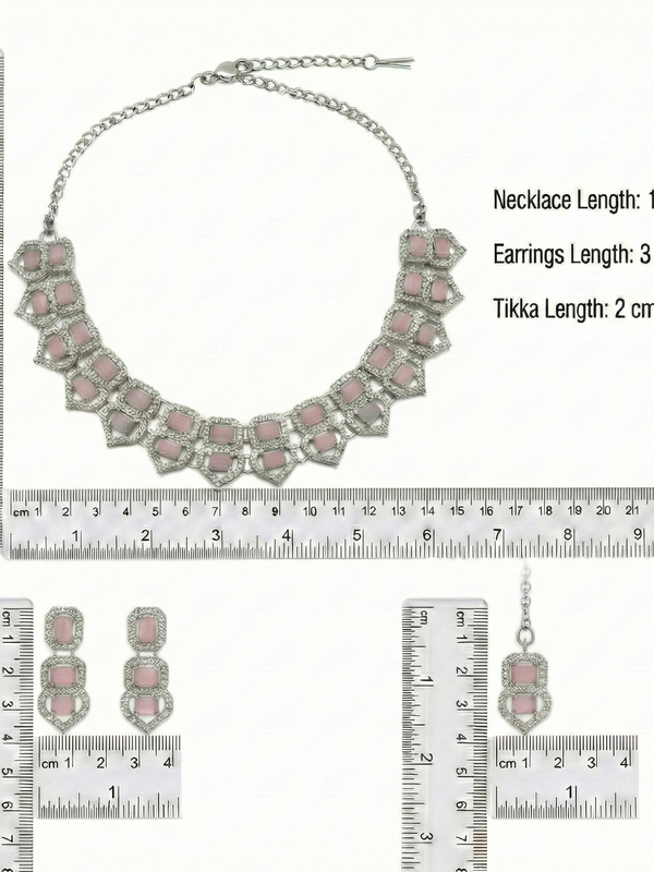 Pink Glass stone Necklace set for Women