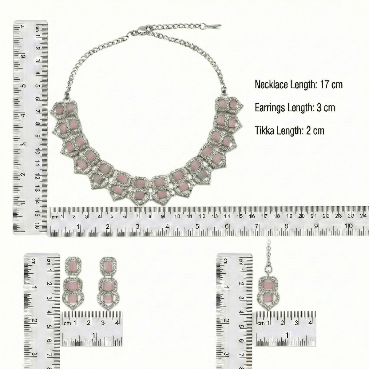 Pink Glass stone Necklace set for Women