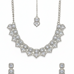 White Glass stone Necklace set for Women