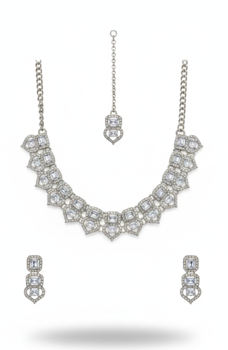 Pink Glass stone Necklace set for Women