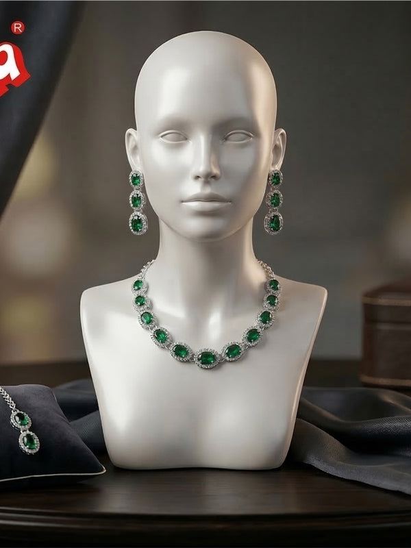 Green Glass stone Necklace Set for women