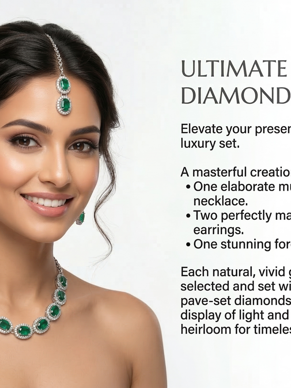 Green Glass stone Necklace Set for women