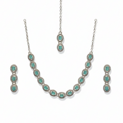 Mint Glass stone Necklace Set for women
