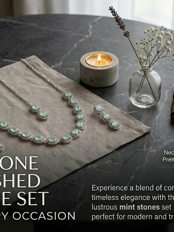 Mint Glass stone Necklace Set for women