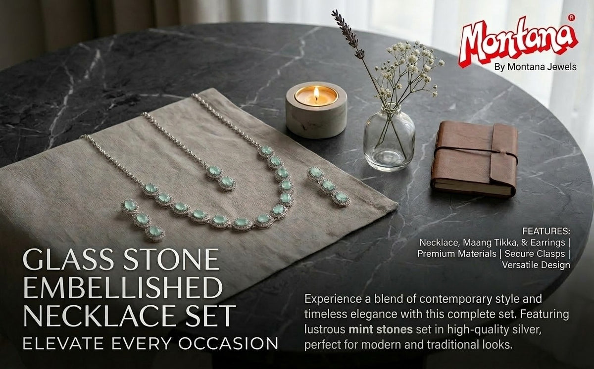 Mint Glass stone Necklace Set for women