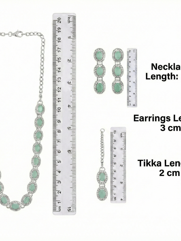 Mint Glass stone Necklace Set for women