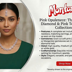 Pink Glass stone Necklace Set for women