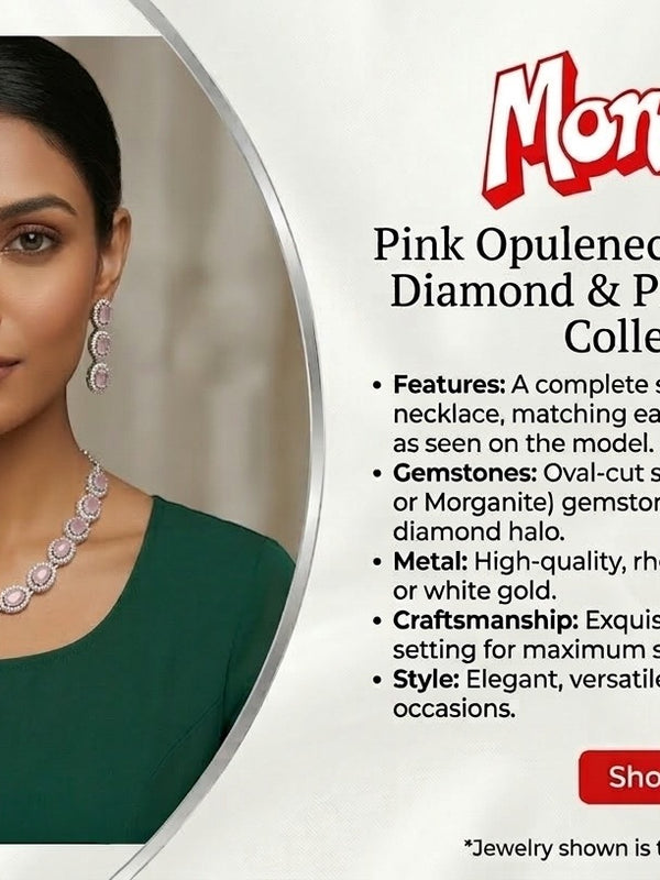 Pink Glass stone Necklace Set for women