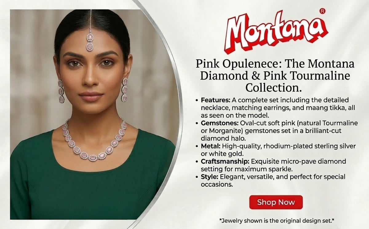 Pink Glass stone Necklace Set for women