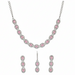 Pink Glass stone Necklace Set for women