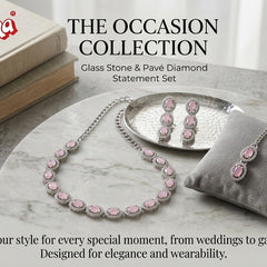 Pink Glass stone Necklace Set for women