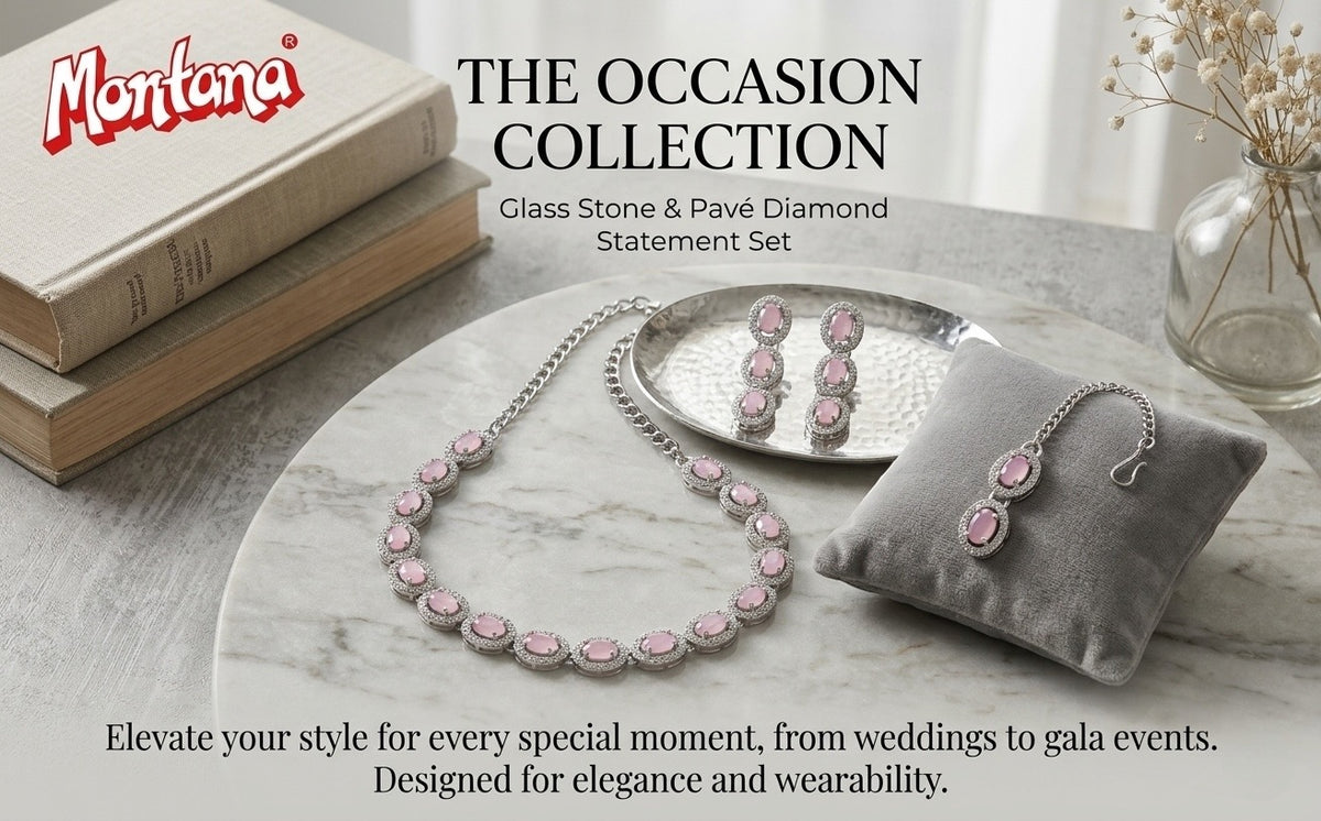 Pink Glass stone Necklace Set for women