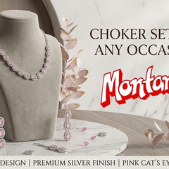 Pink Glass stone Necklace Set for women