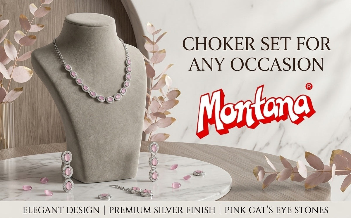 Pink Glass stone Necklace Set for women