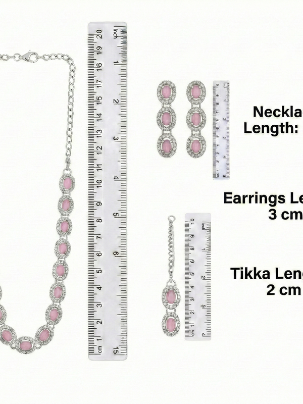 Pink Glass stone Necklace Set for women