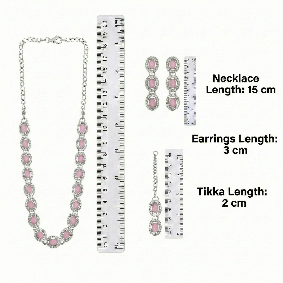 Pink Glass stone Necklace Set for women