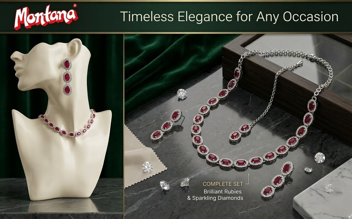 Ruby Glass stone Necklace Set for women