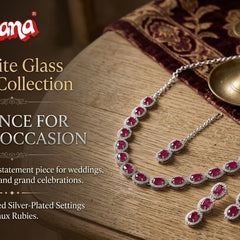 Ruby Glass stone Necklace Set for women