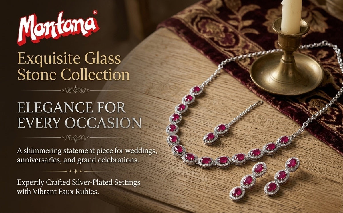 Ruby Glass stone Necklace Set for women