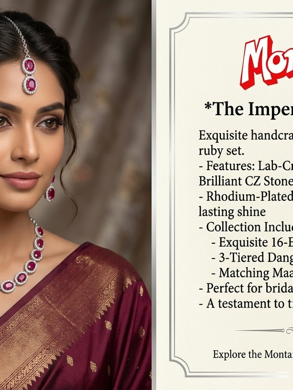 Ruby Glass stone Necklace Set for women