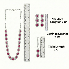Ruby Glass stone Necklace Set for women