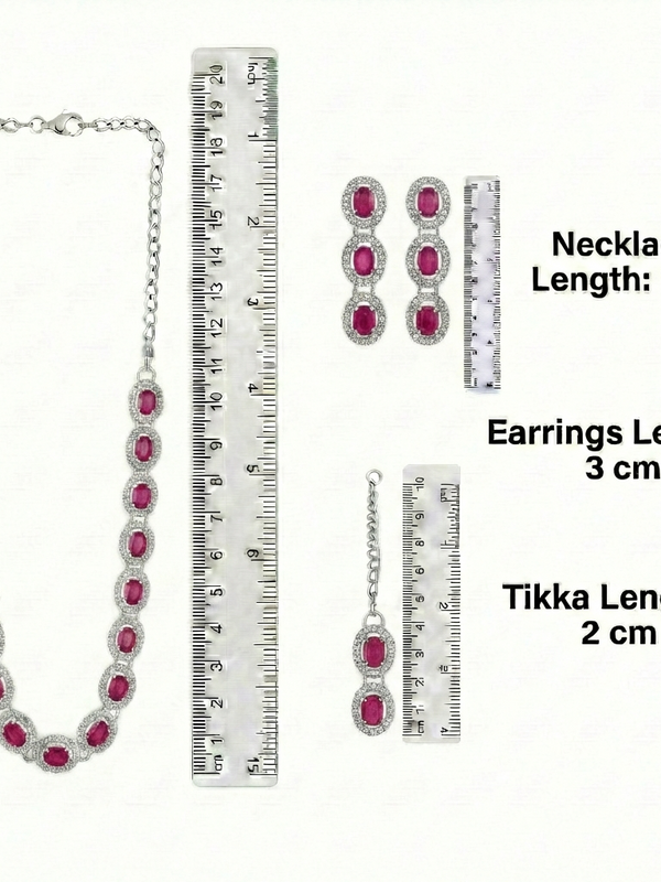 Ruby Glass stone Necklace Set for women