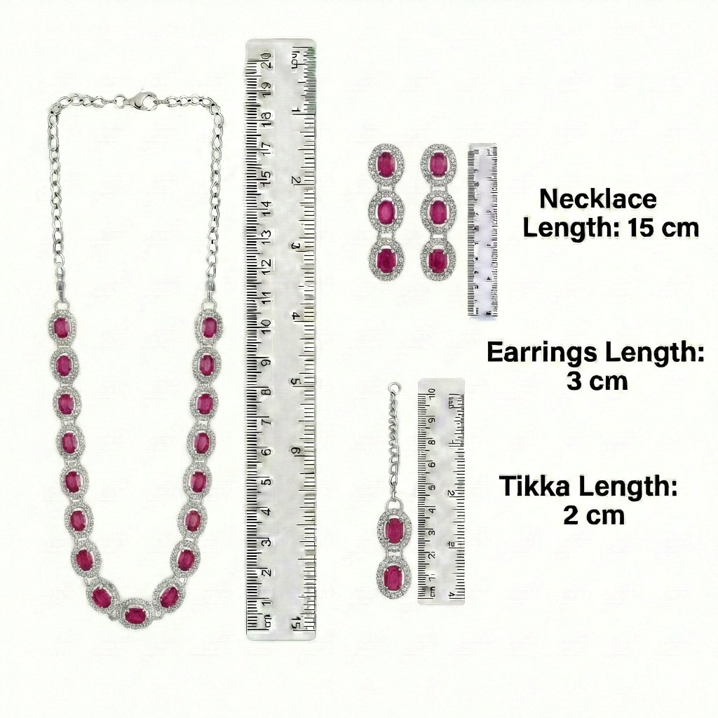 Ruby Glass stone Necklace Set for women