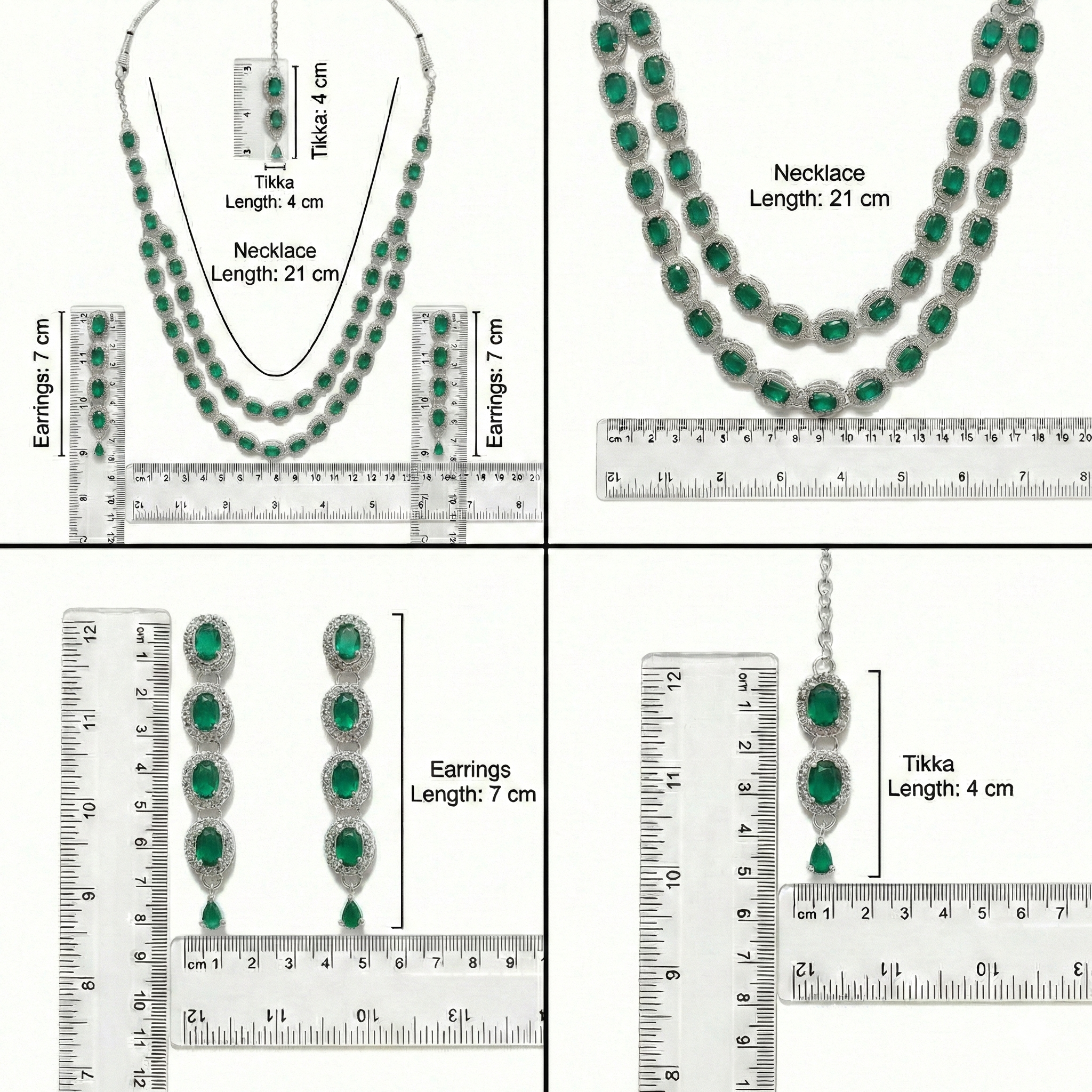 Green Brass Multilayer Necklace Set For Women