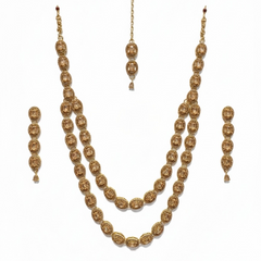 LCT Golden Brass Multilayer Necklace Set For Women