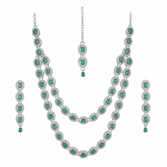 Mint Brass Multilayer Necklace Set For Women