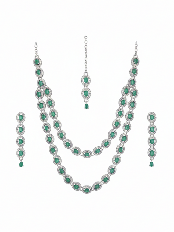 Mint Brass Multilayer Necklace Set For Women