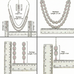 Pink Brass Multilayer Necklace Set For Women
