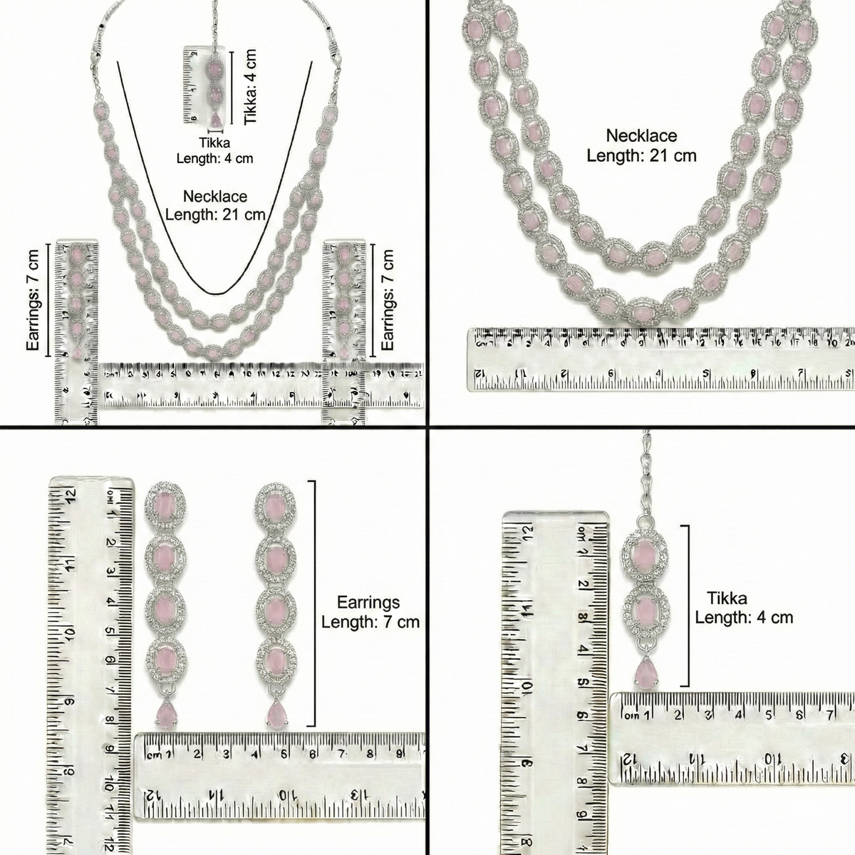 Pink Brass Multilayer Necklace Set For Women