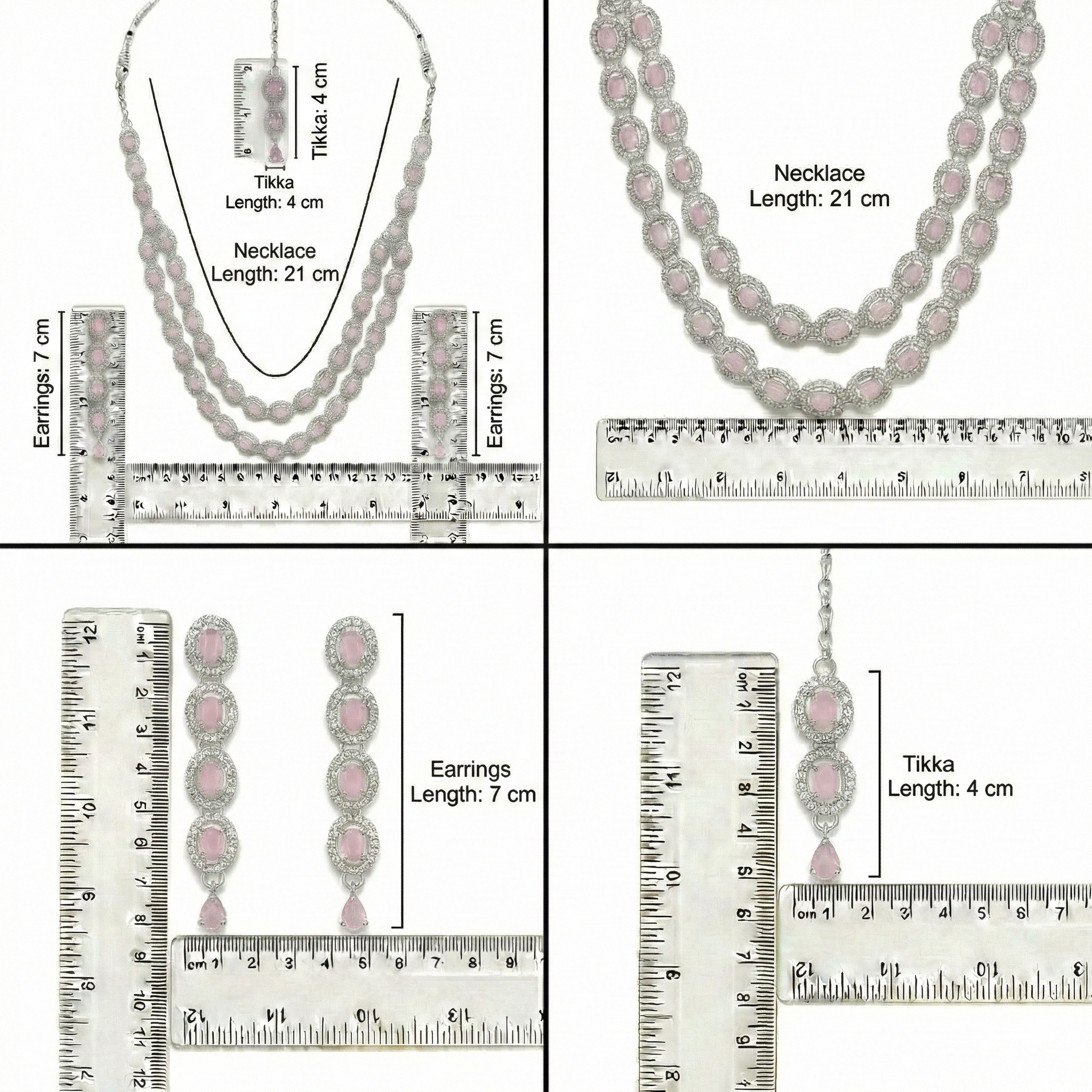 Pink Brass Multilayer Necklace Set For Women