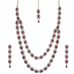 Ruby Brass Multilayer Necklace Set For Women