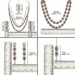 Ruby Brass Multilayer Necklace Set For Women