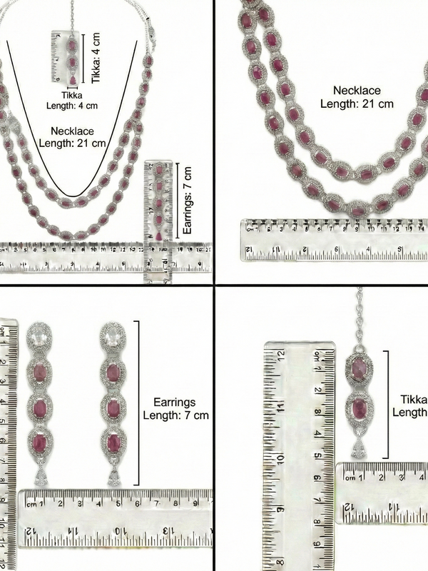 Ruby Brass Multilayer Necklace Set For Women