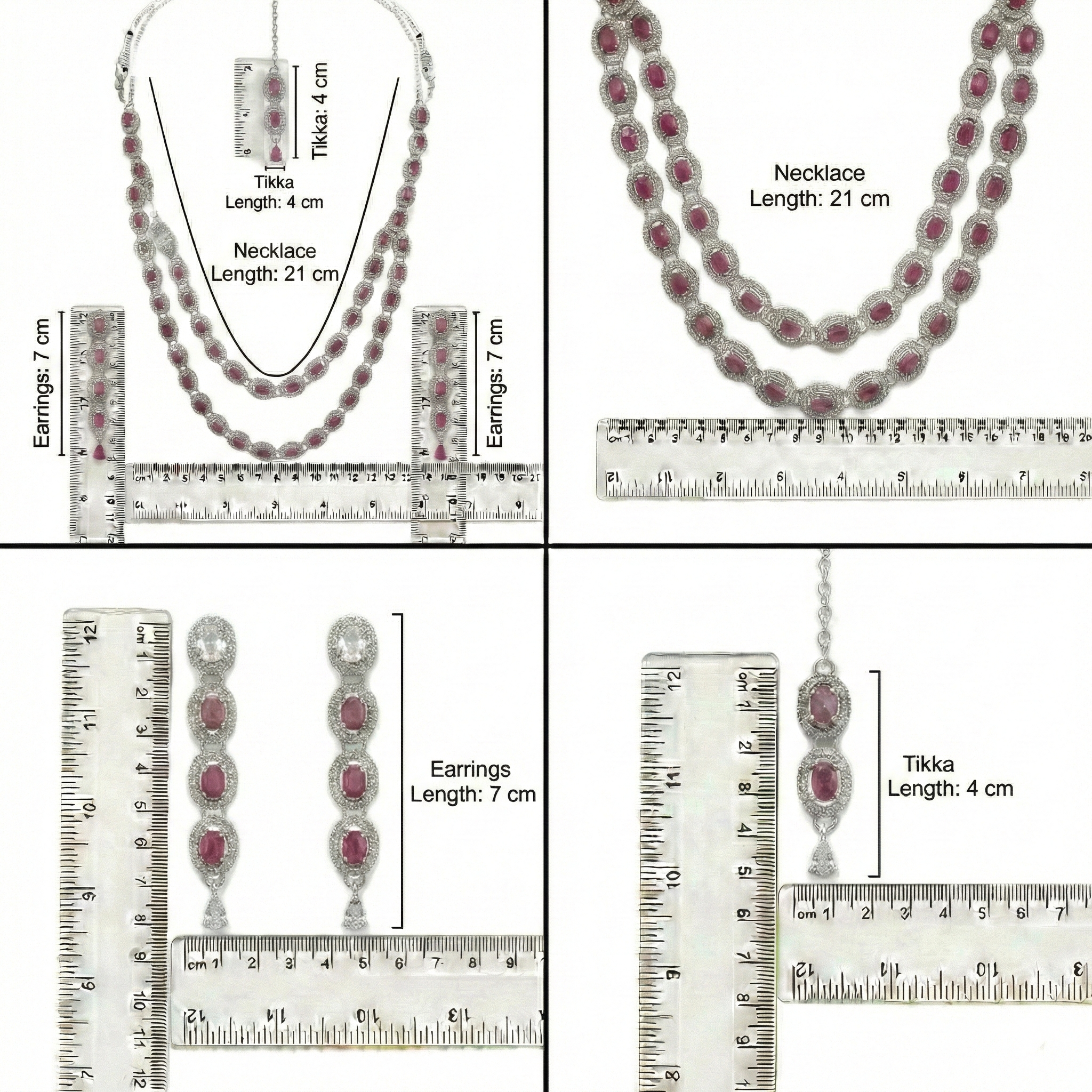 Ruby Brass Multilayer Necklace Set For Women