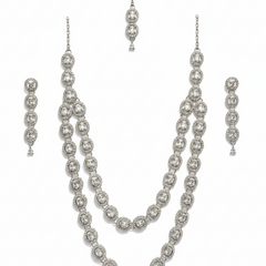 White Brass Multilayer Necklace Set For Women
