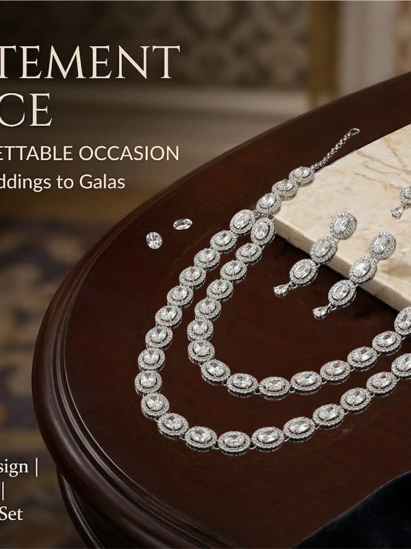 Pink Brass Multilayer Necklace Set For Women