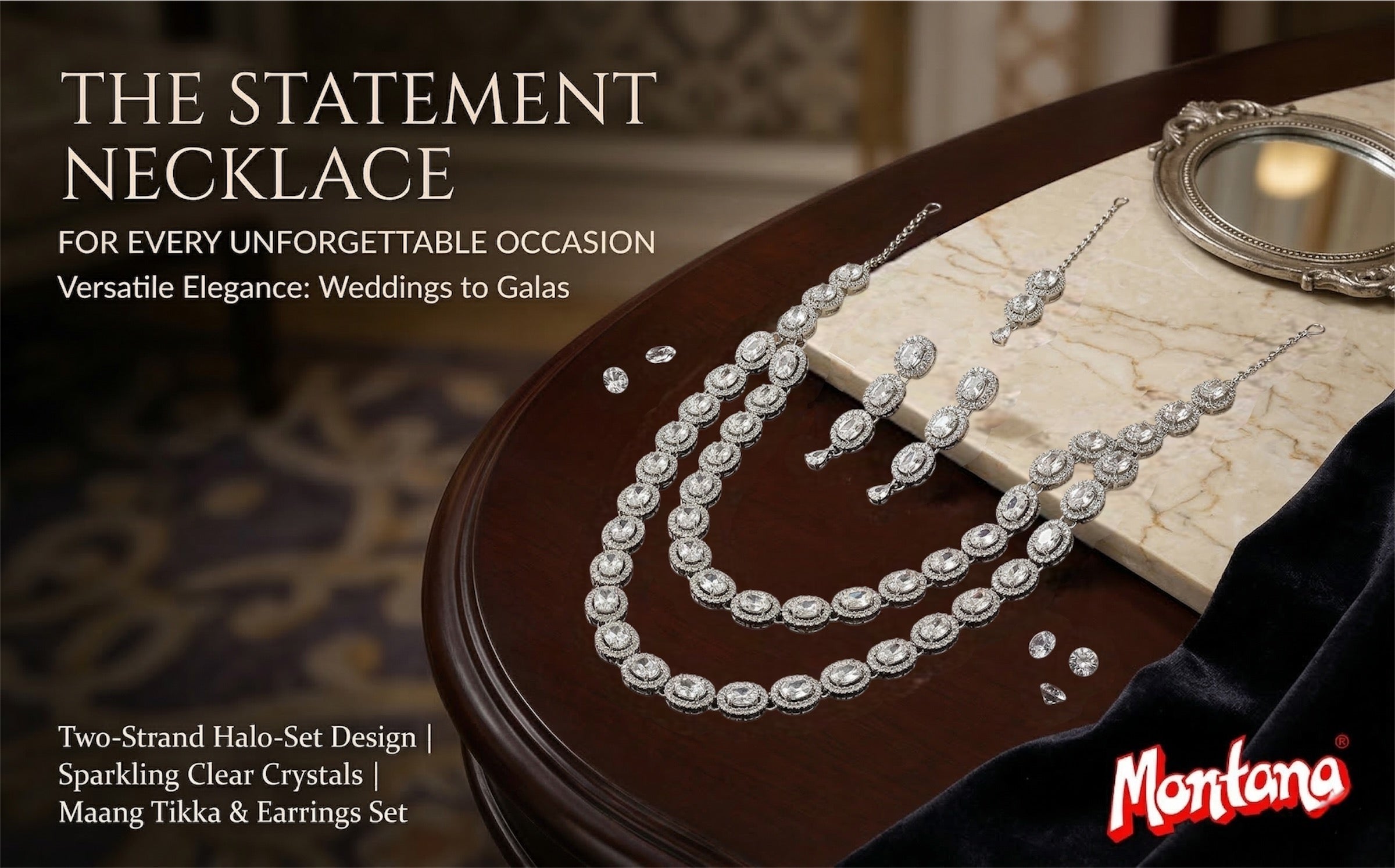 Pink Brass Multilayer Necklace Set For Women