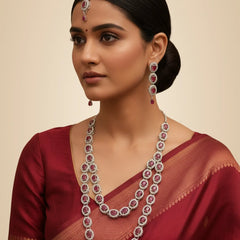 Ruby Brass Multilayer Necklace Set For Women