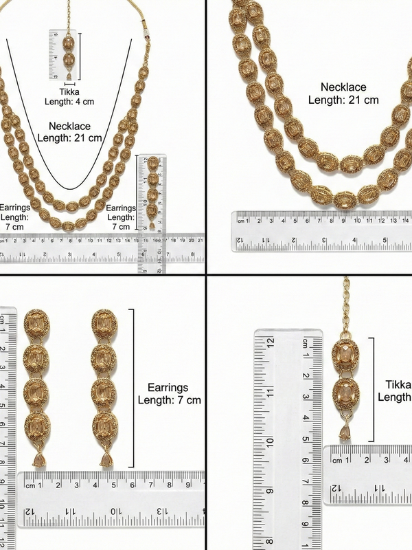 LCT Golden Brass Multilayer Necklace Set For Women