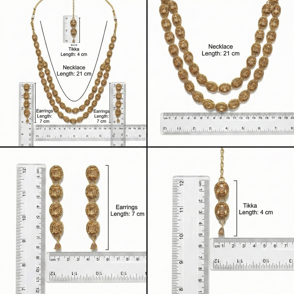 LCT Golden Brass Multilayer Necklace Set For Women