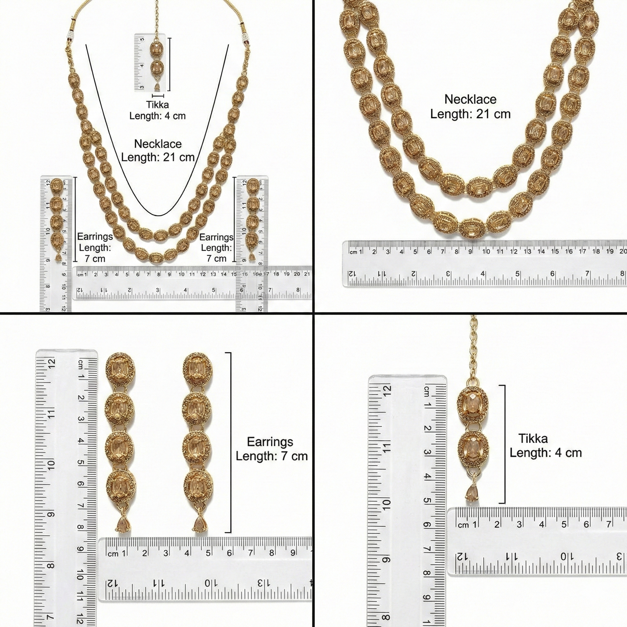 LCT Golden Brass Multilayer Necklace Set For Women