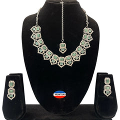 Mint Glass stone Necklace set for Women